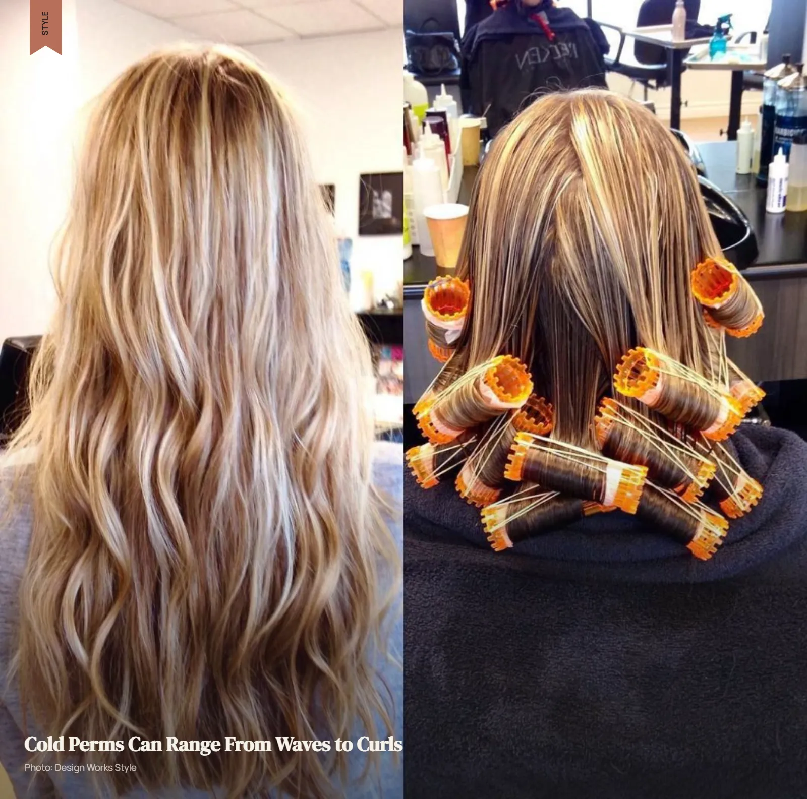 Cold perm hair showing loose waves and defined curls through the lengths