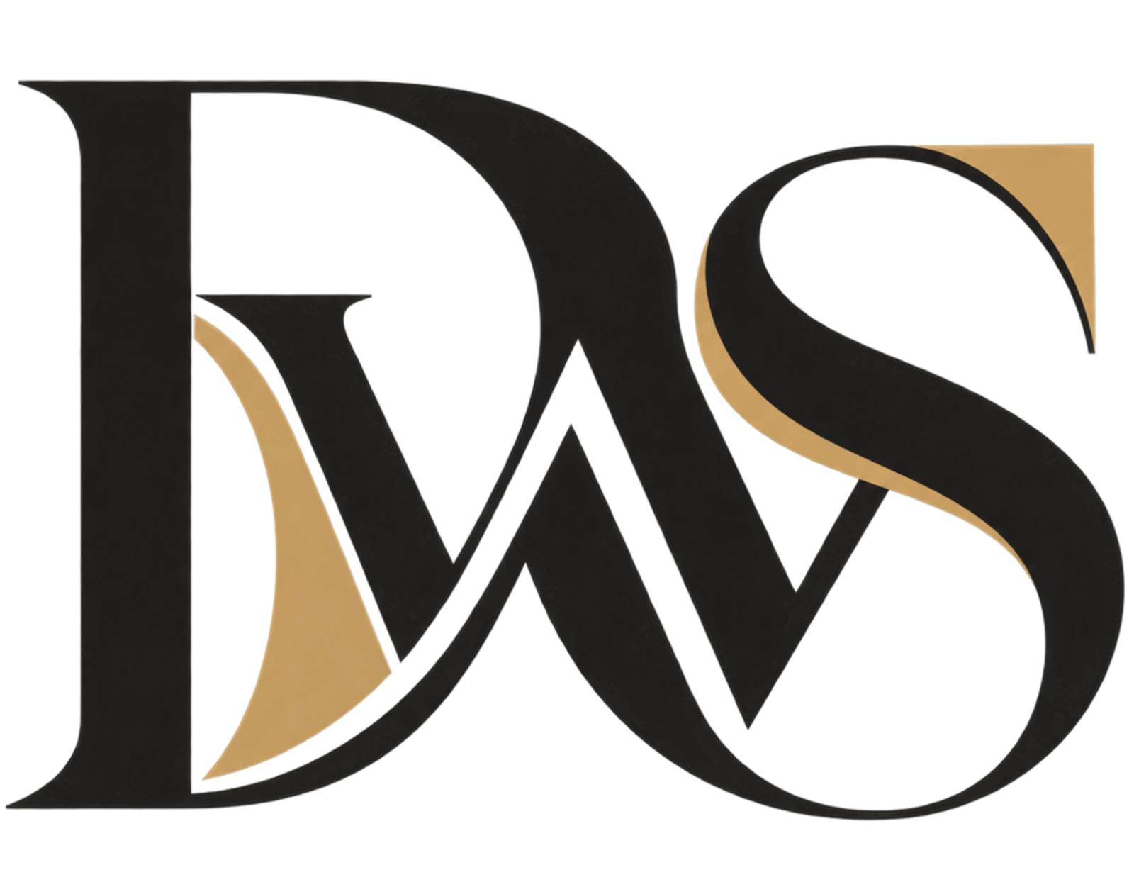 Design Works Style DWS monogram logo in deep ink and warm brass