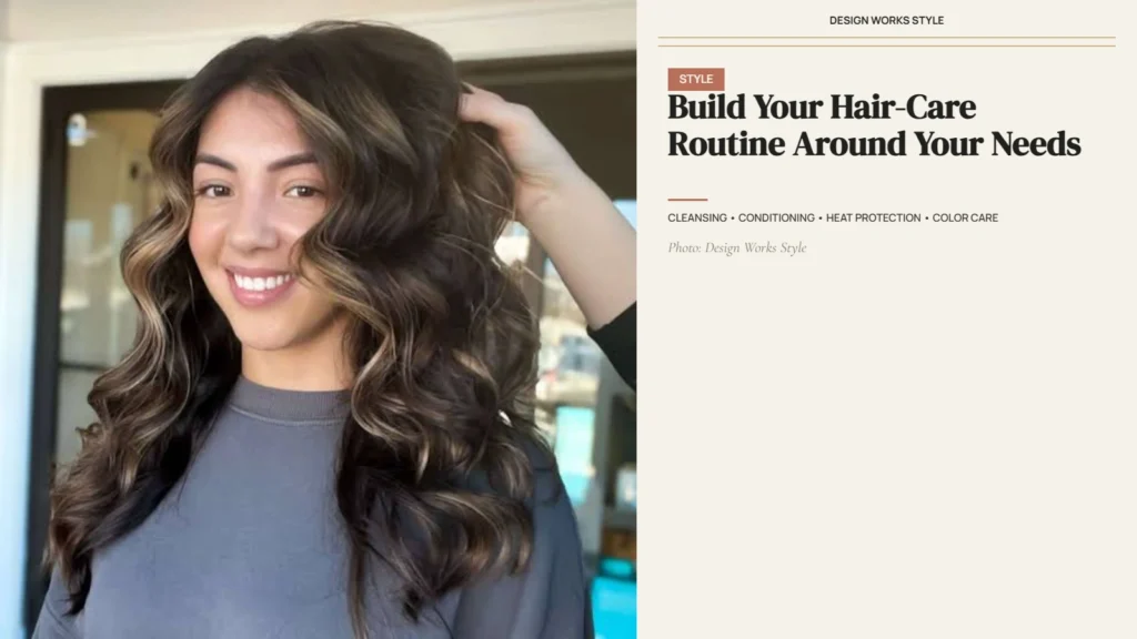 Woman with healthy-looking balayage hair representing everyday cleansing, conditioning and color care