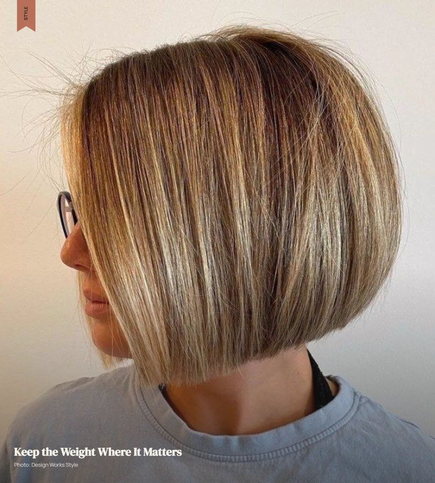 Fine hair in a short bob with controlled volume and a clean, weight-retaining shape