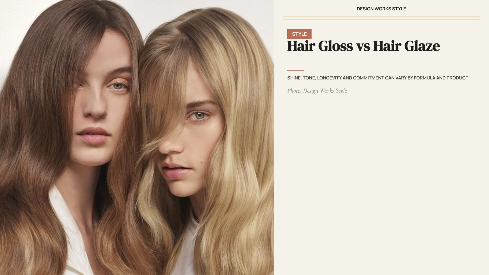 Glossy dimensional hair with subtle tonal variation illustrating hair gloss and hair glaze treatments