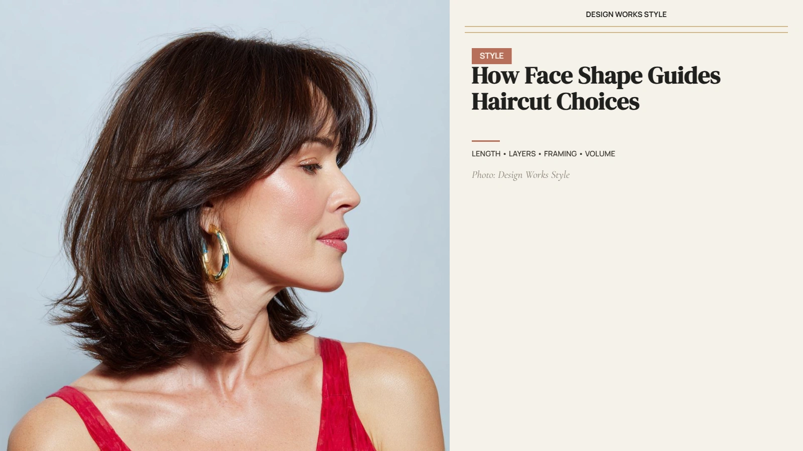 Layered haircut showing length, face-framing pieces, and overall hair shape