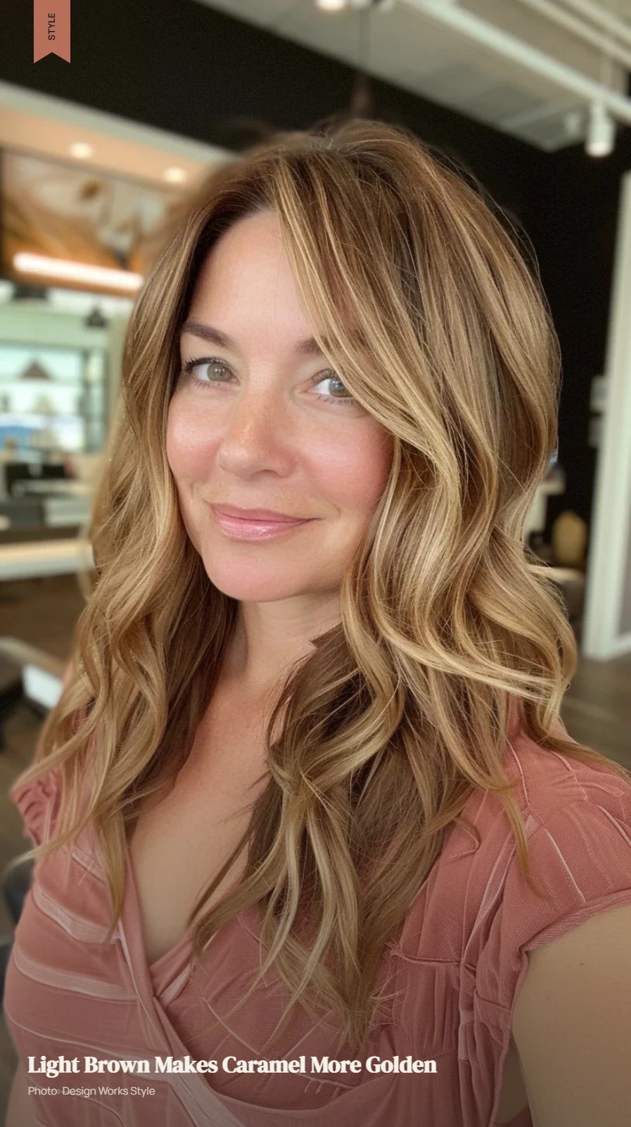 Light brown hair showing golden caramel warmth with subtle honey tones
