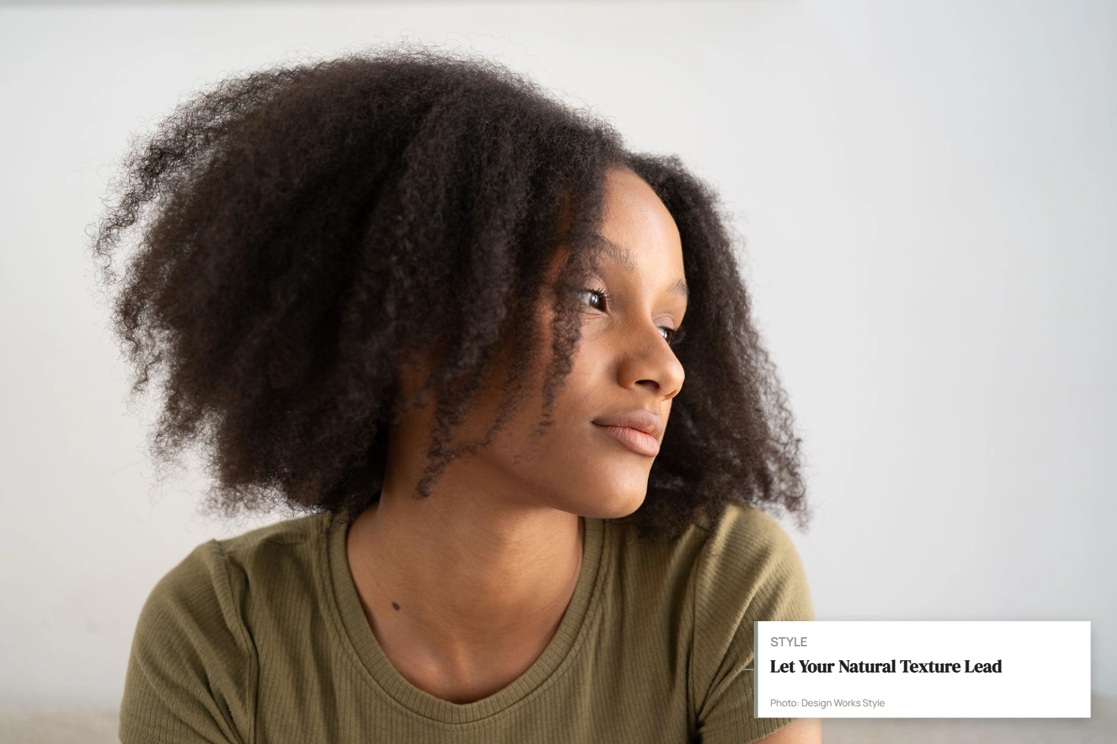 Everyday hairstyle with visible natural hair texture and relaxed movement