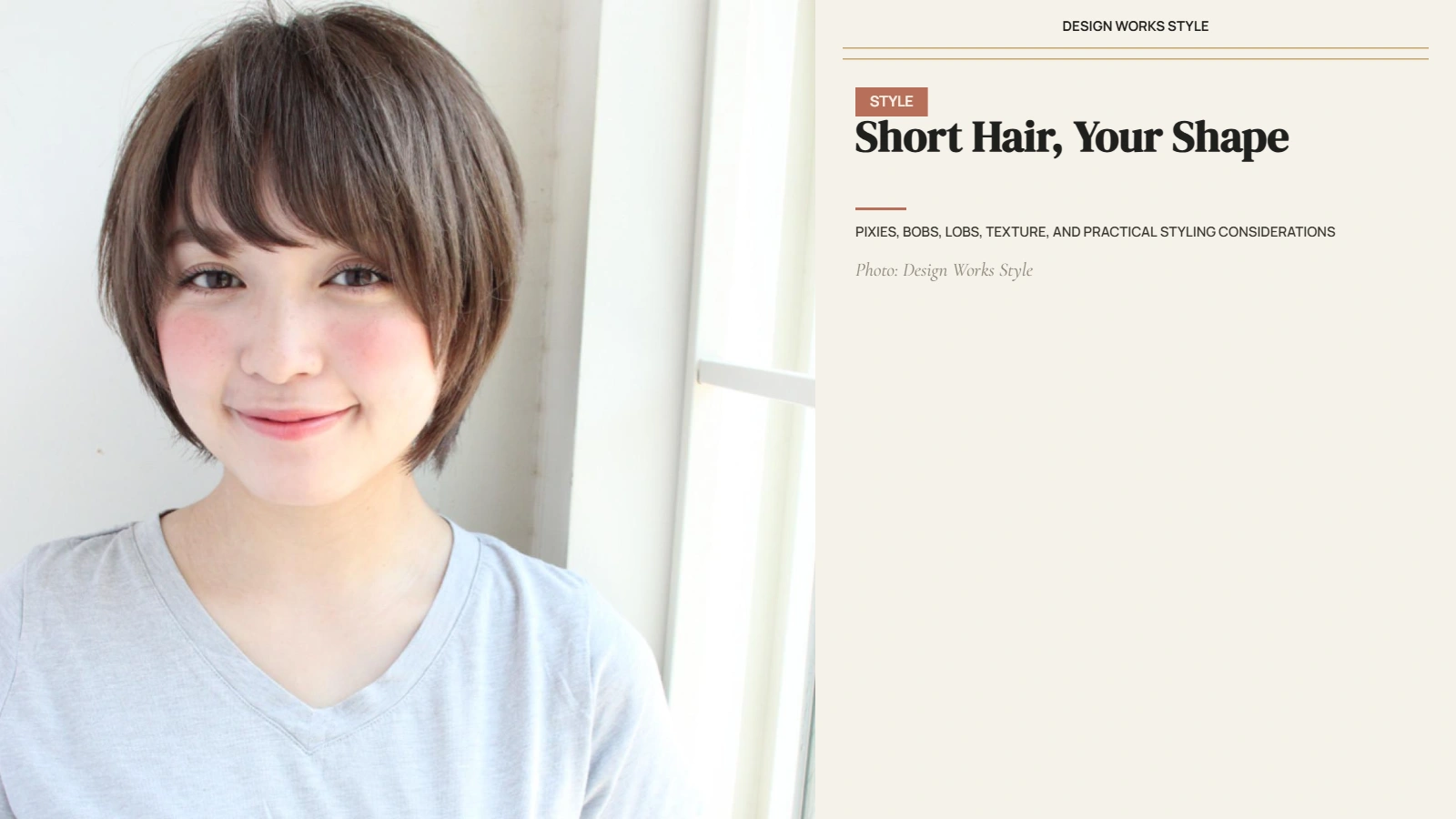 Short textured haircut on a round face with defined shape and natural movement