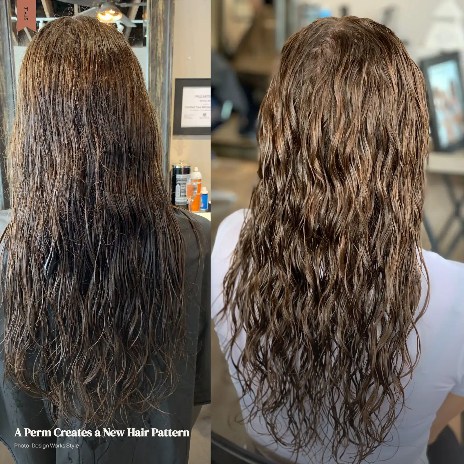 Softly defined permed waves with natural volume and visible movement