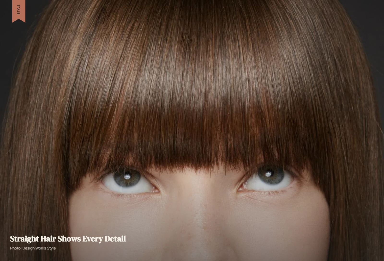 Straight hair with a lightweight fringe and clearly defined perimeter