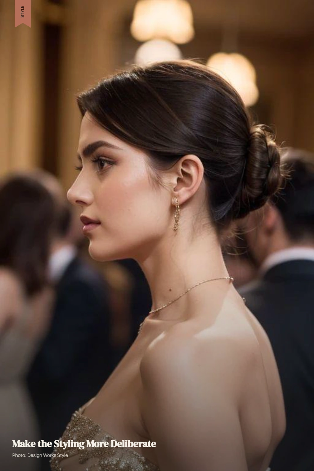 Structured low updo with soft face-framing pieces for a special occasion