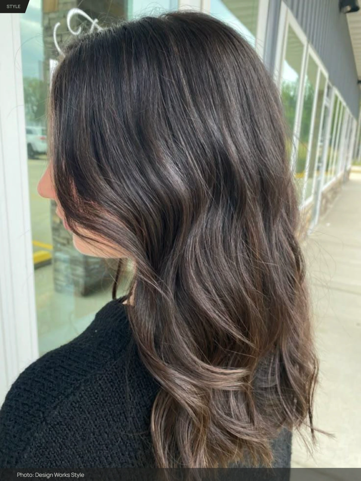 Brown hair with subtle balayage pieces creating low-contrast dimension