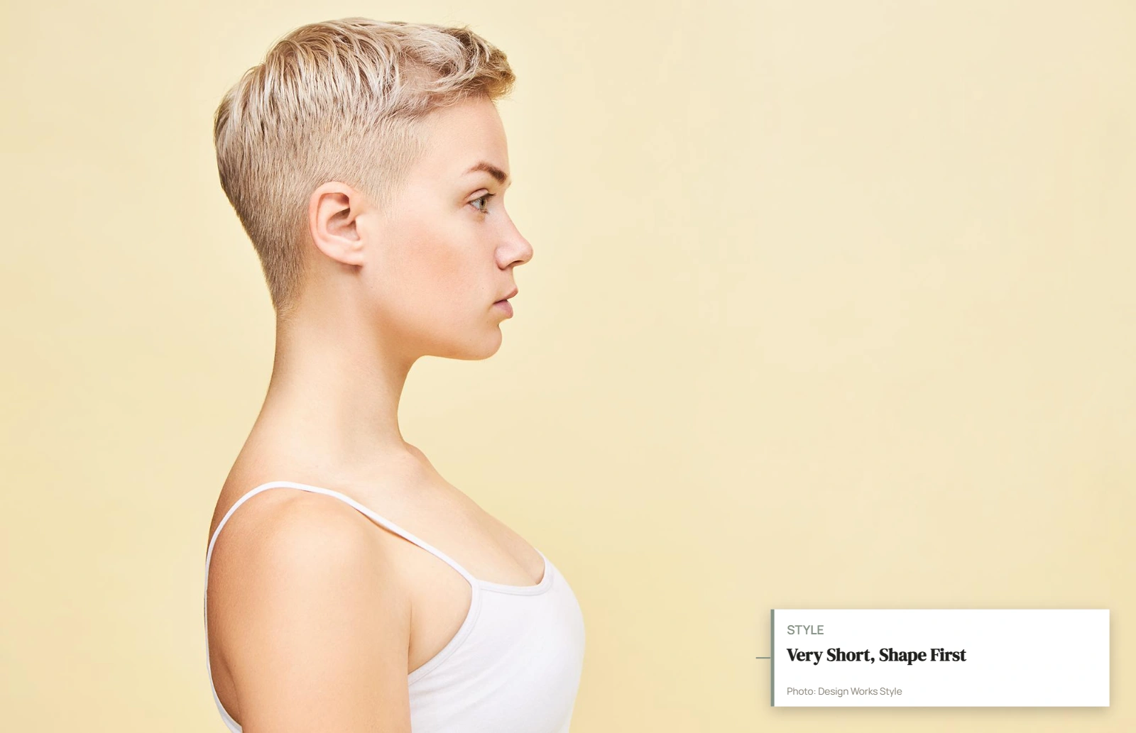 Very short textured pixie with cropped sides, short nape, and defined crown shape