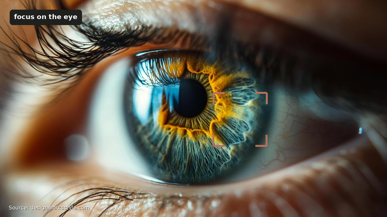 Portrait with the camera focus point marked on the subject's eye