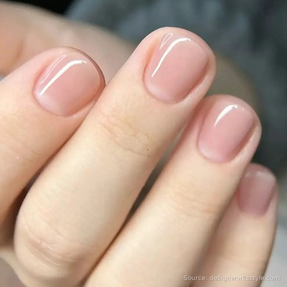 Clean natural short square nails with nude polish