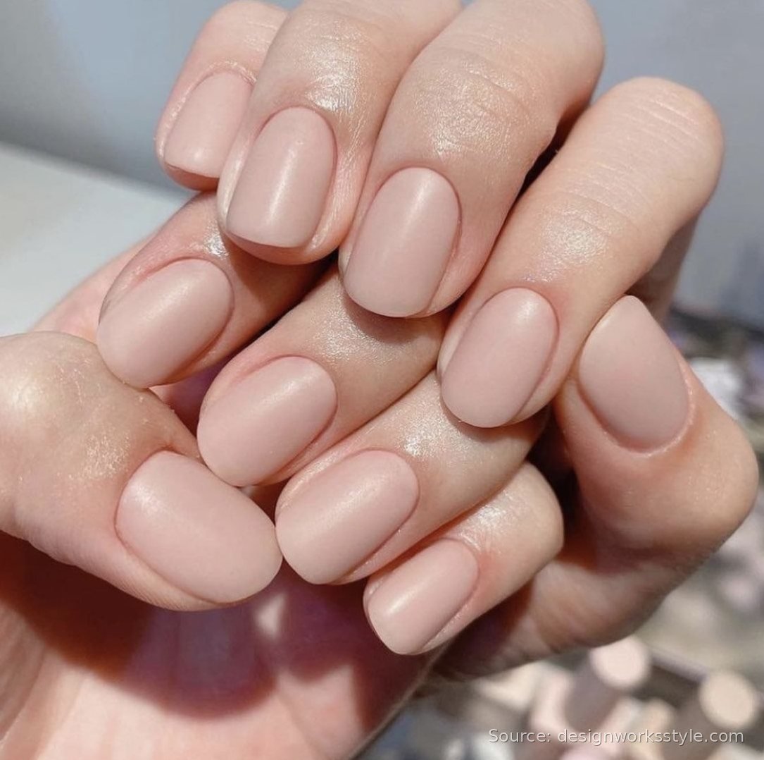 Matte nude nails with soft velvet finish