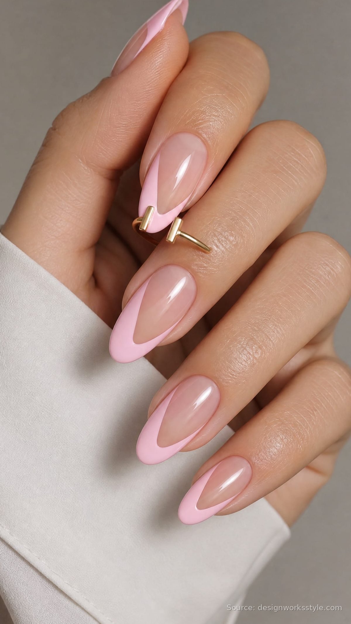 Negative space pink French tip nails