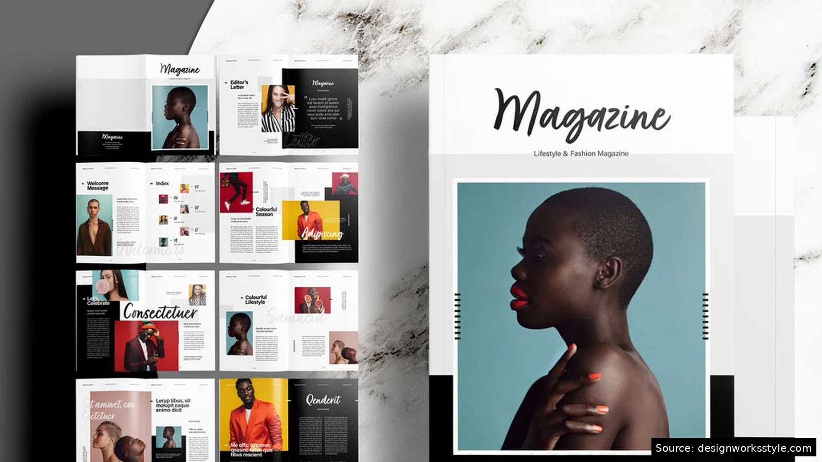 Magazine layout showing strong alignment with text and images lined up along shared margins