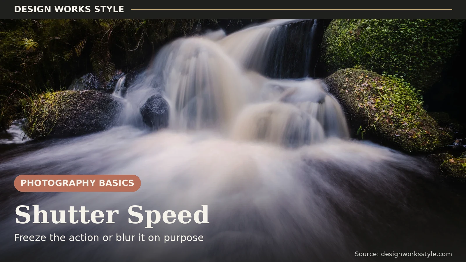 Long exposure photo of flowing water with motion blur