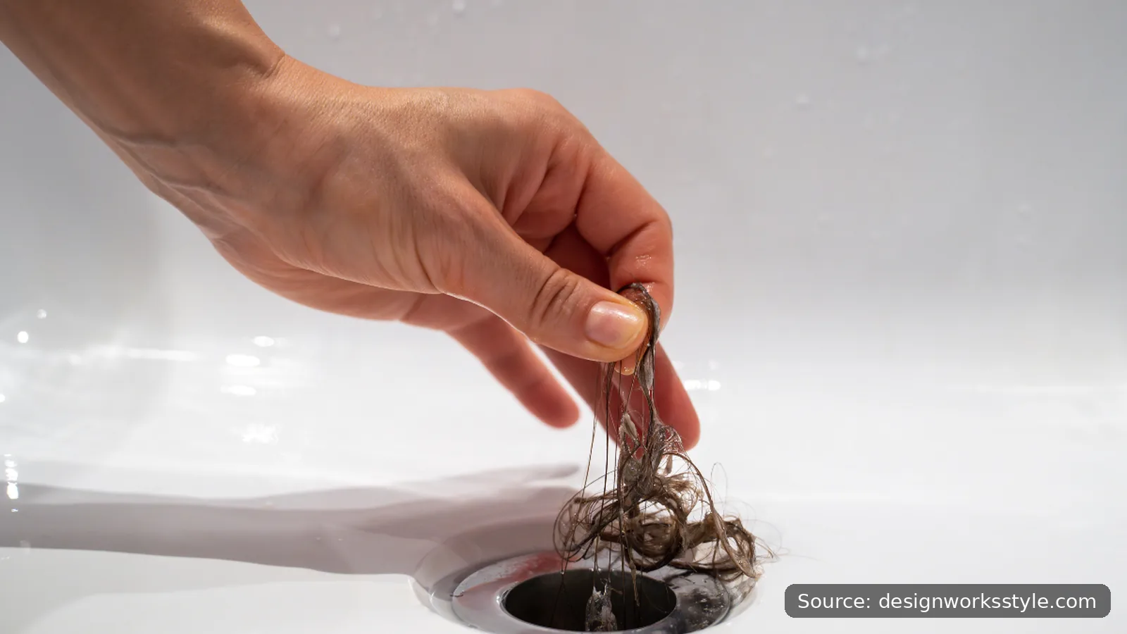 Hair clog removed from a bathroom sink drain