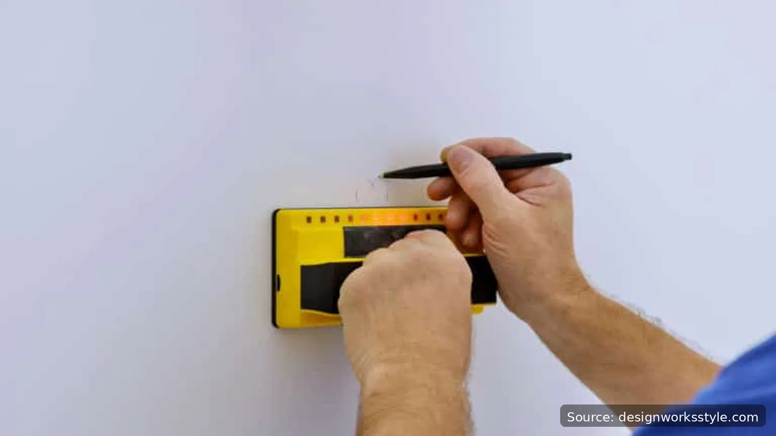Stud finder indicating the edge of a wall stud